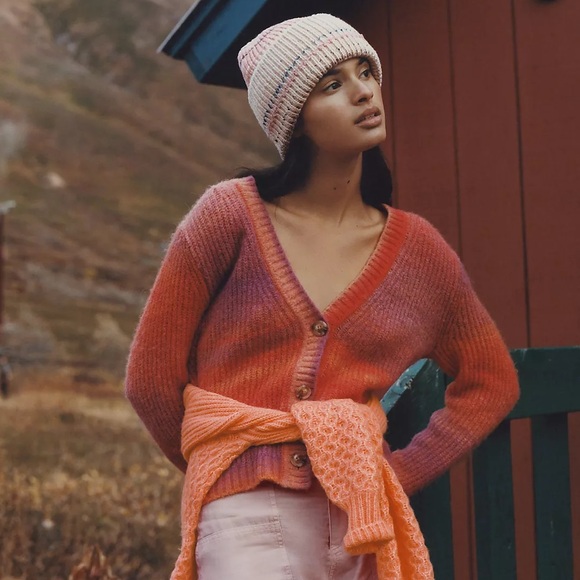 Anthropolgie Maeve Hallie Space-Dyed Cardigan Women’s Wool Blend Size Large - Picture 2 of 13